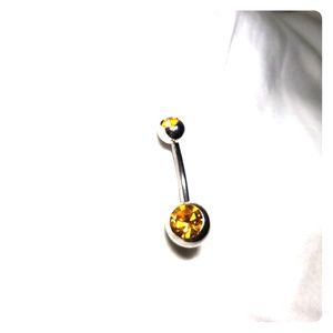 14G Double Gem Belly Button Ring (yellow)